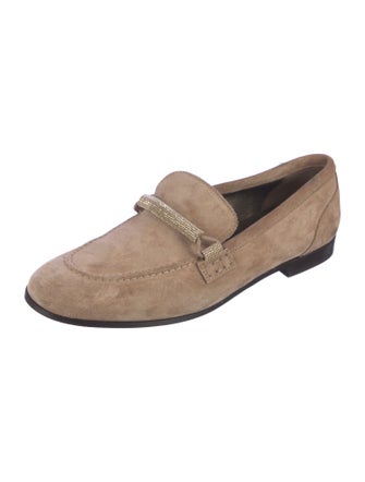 Brunello Cucinelli Suede Beaded Accents Loafers
