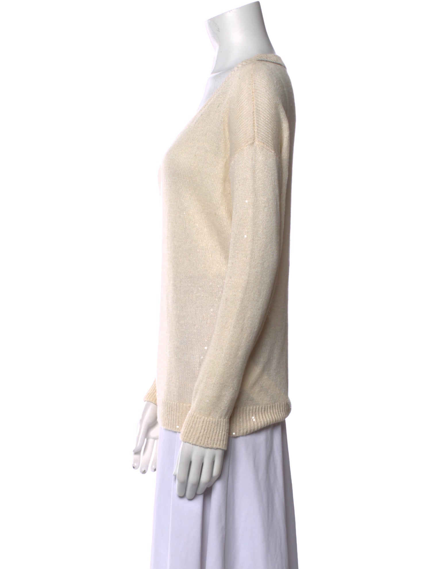 Brunello Cucinelli Linen V-Neck Sweatshirt