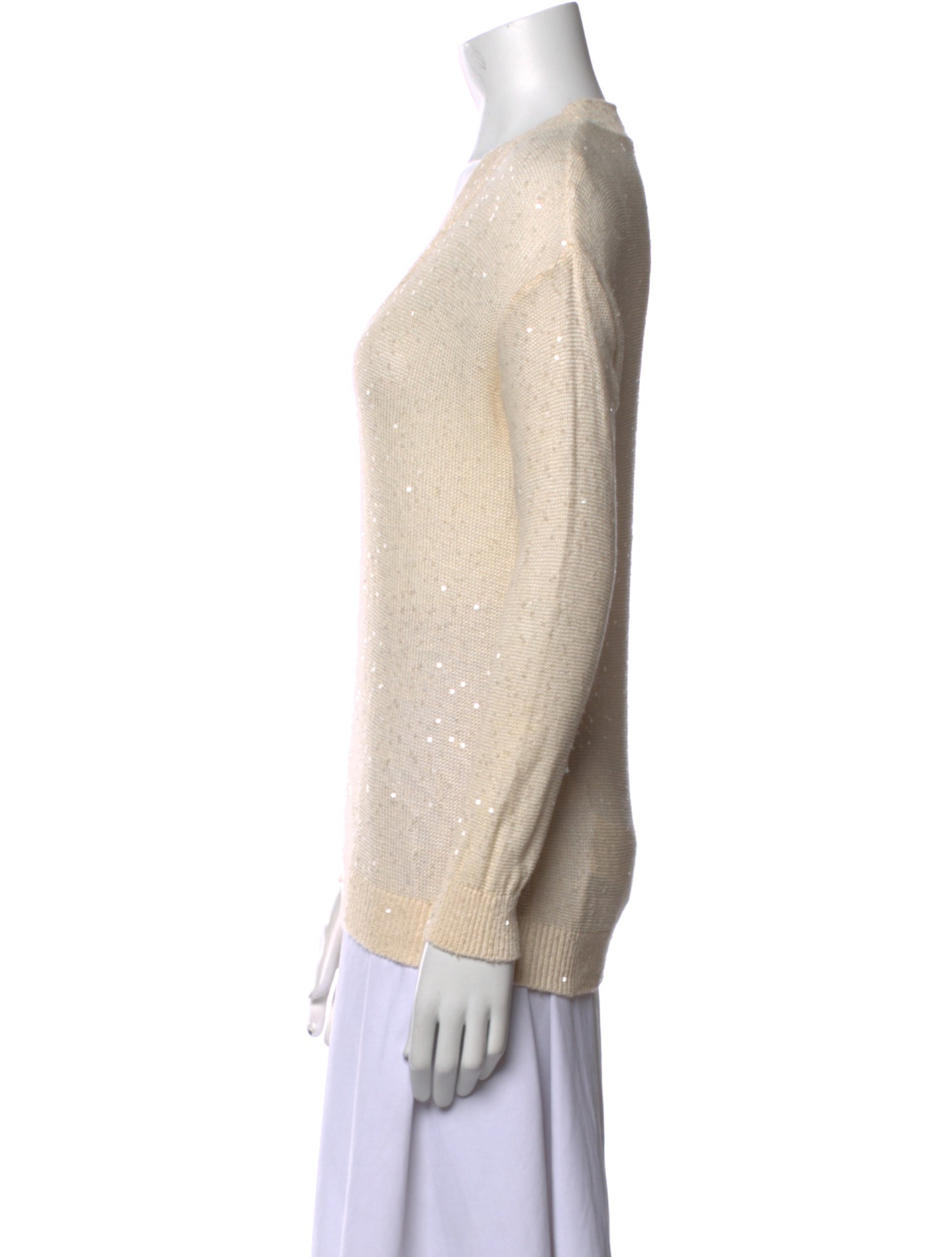 Brunello Cucinelli Linen V-Neck Sweatshirt