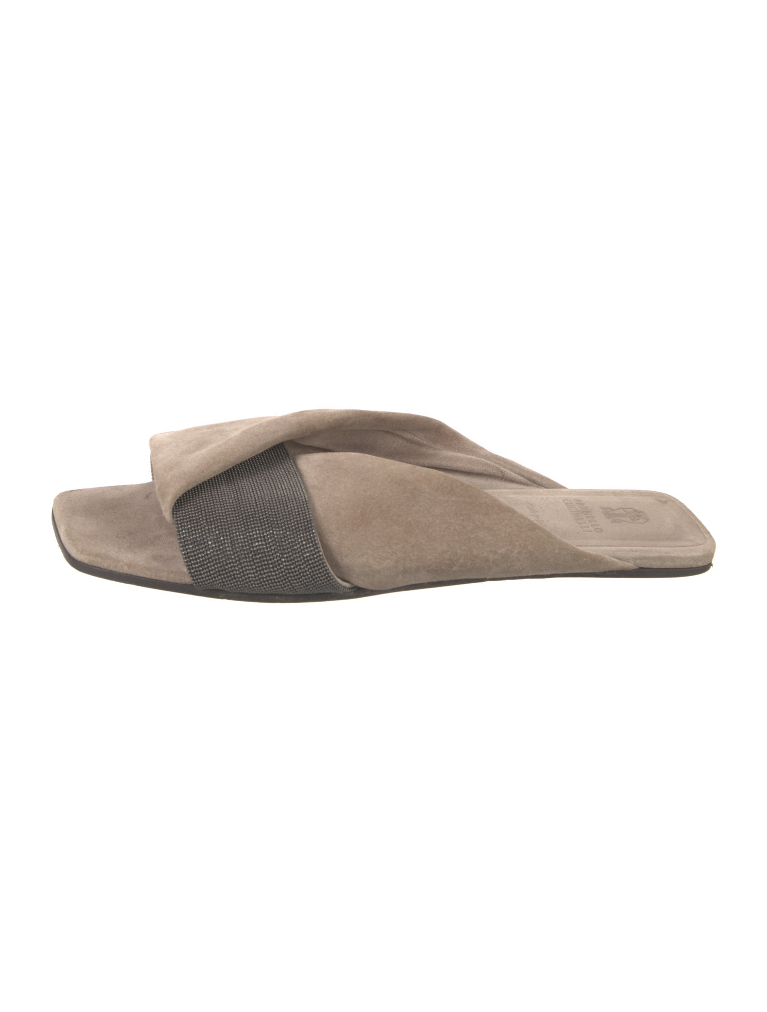 Brunello Cucinelli Suede Colorblock Pattern Slides