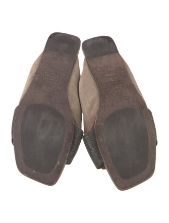 Brunello Cucinelli Suede Colorblock Pattern Slides