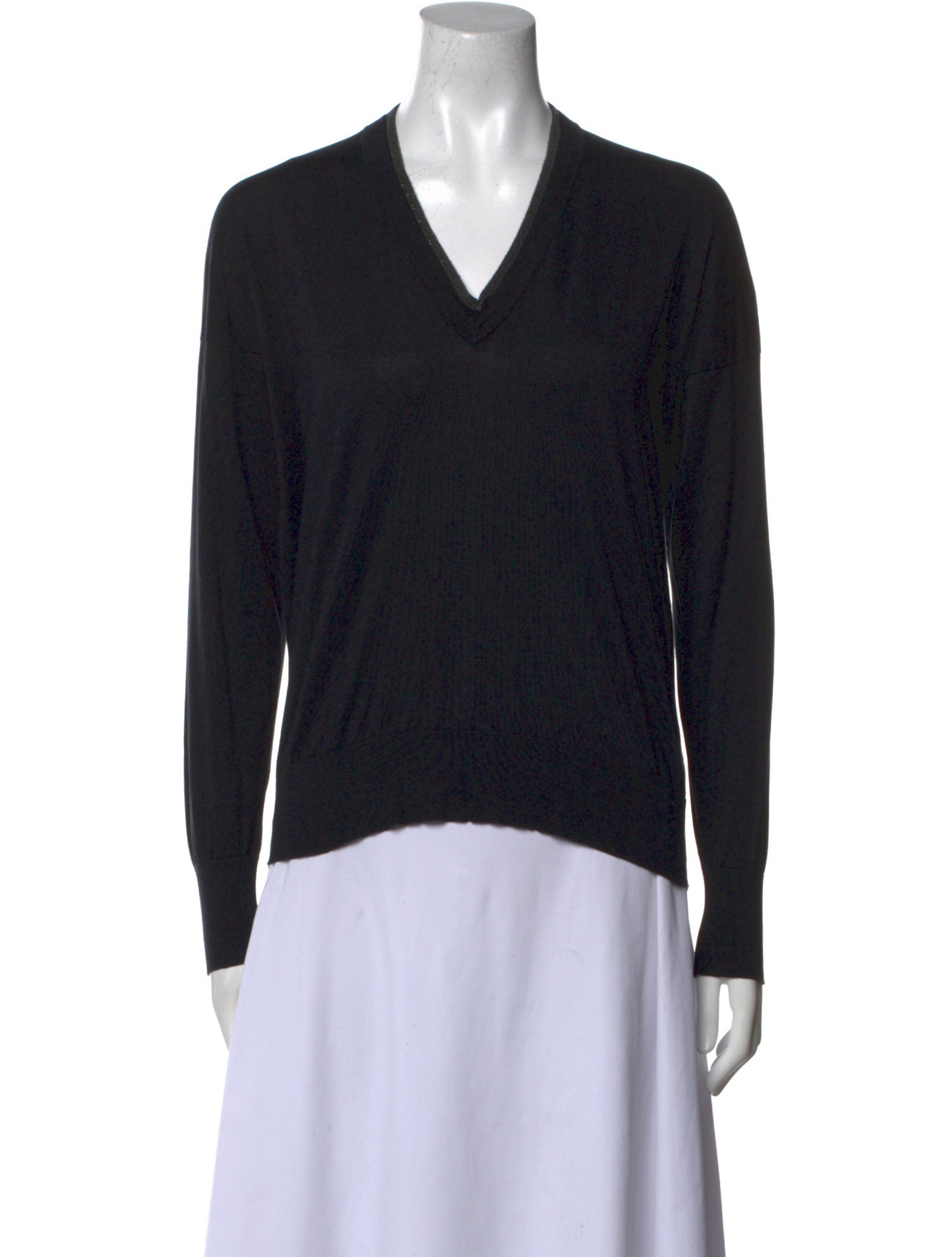 Brunello Cucinelli V-Neck Long Sleeve Top