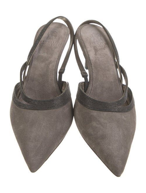 Brunello Cucinelli Monili Suede Slingback Pumps