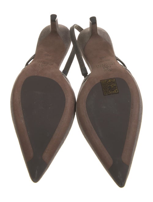 Brunello Cucinelli Monili Suede Slingback Pumps