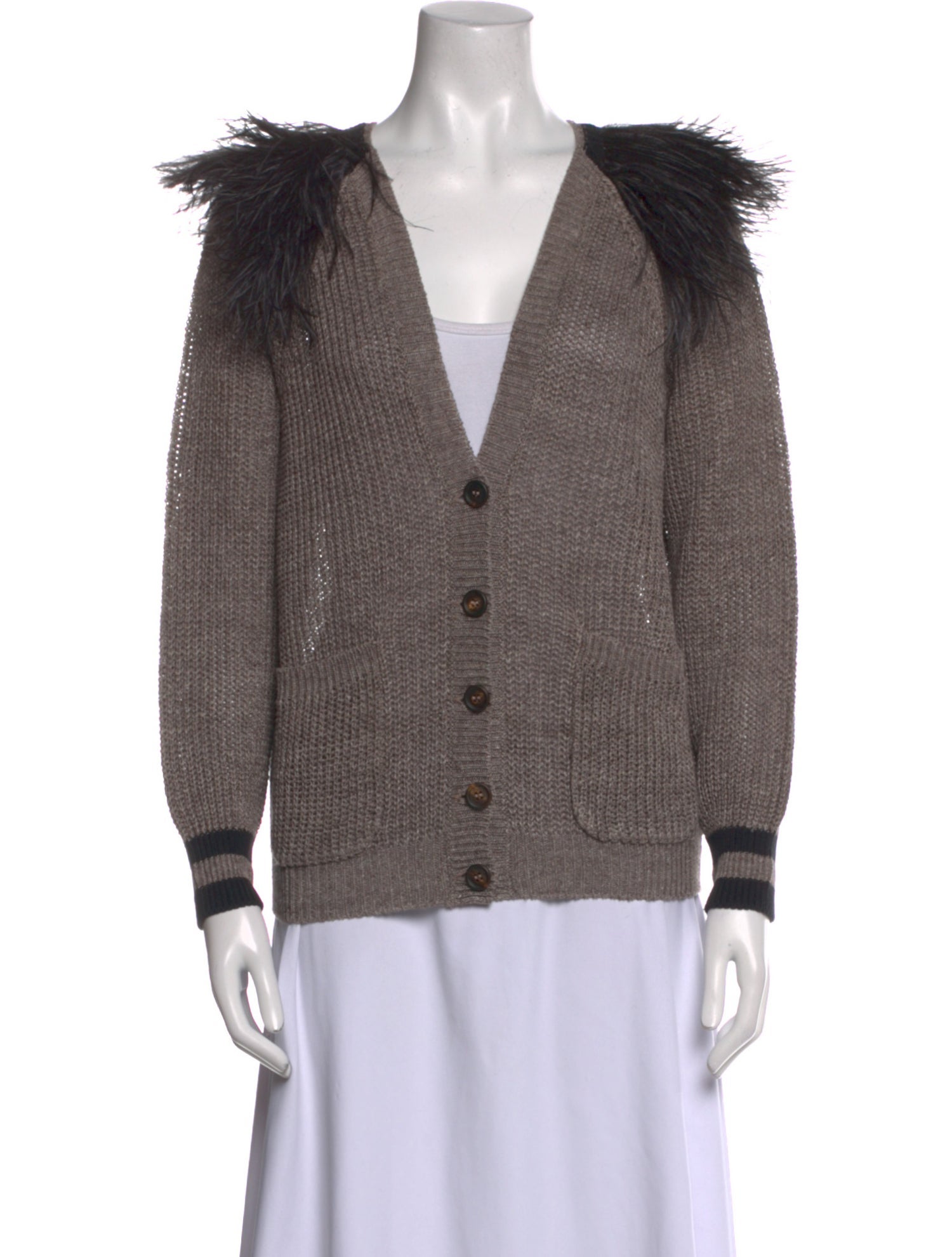 Brunello Cucinelli Linen Plunge Neckline Sweater w/ Tags