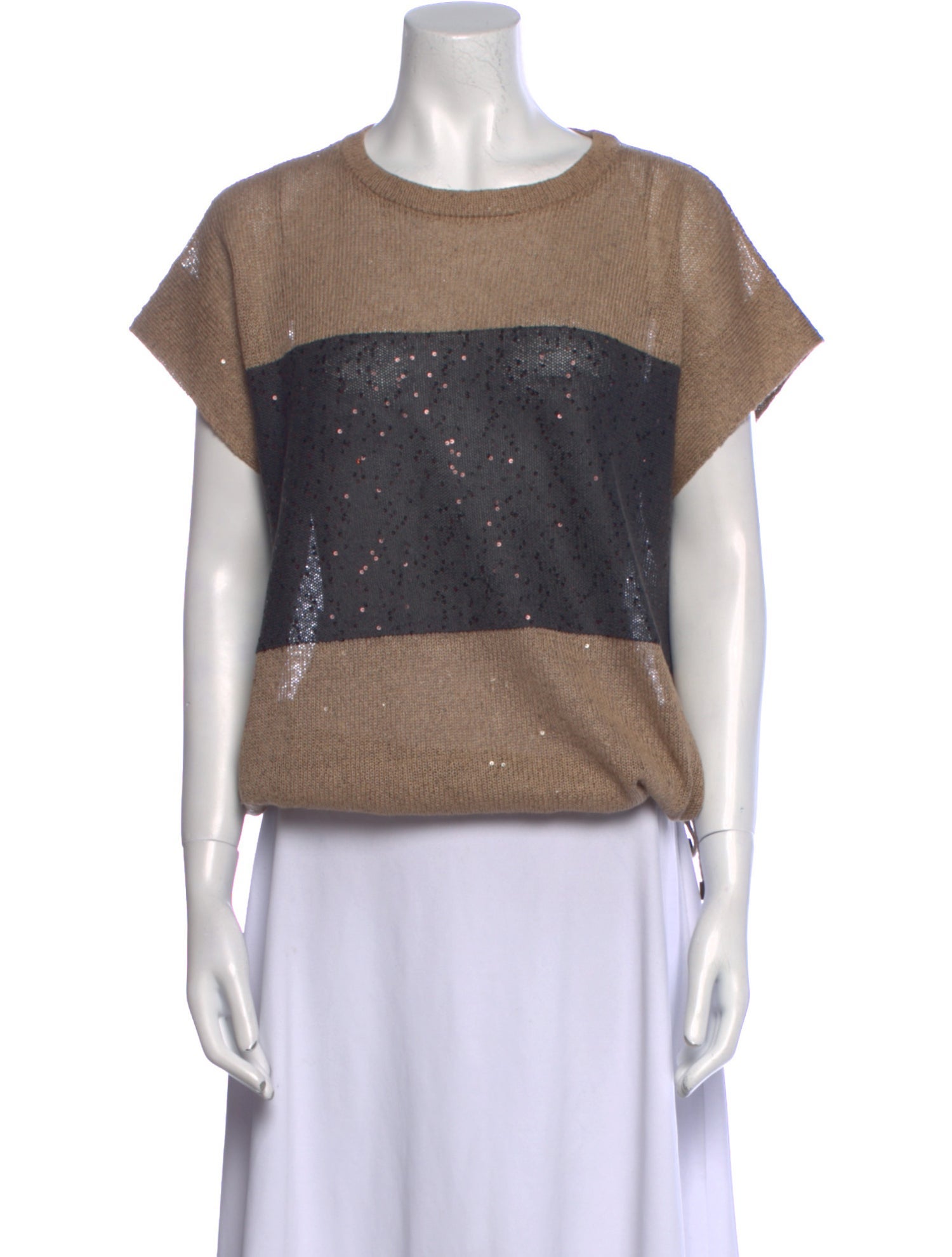 Brunello Cucinelli Linen Colorblock Pattern Sweater