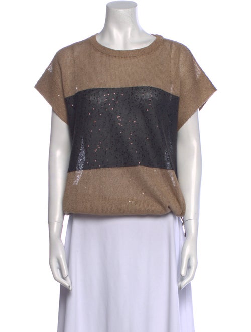 Brunello Cucinelli Linen Colorblock Pattern Sweater