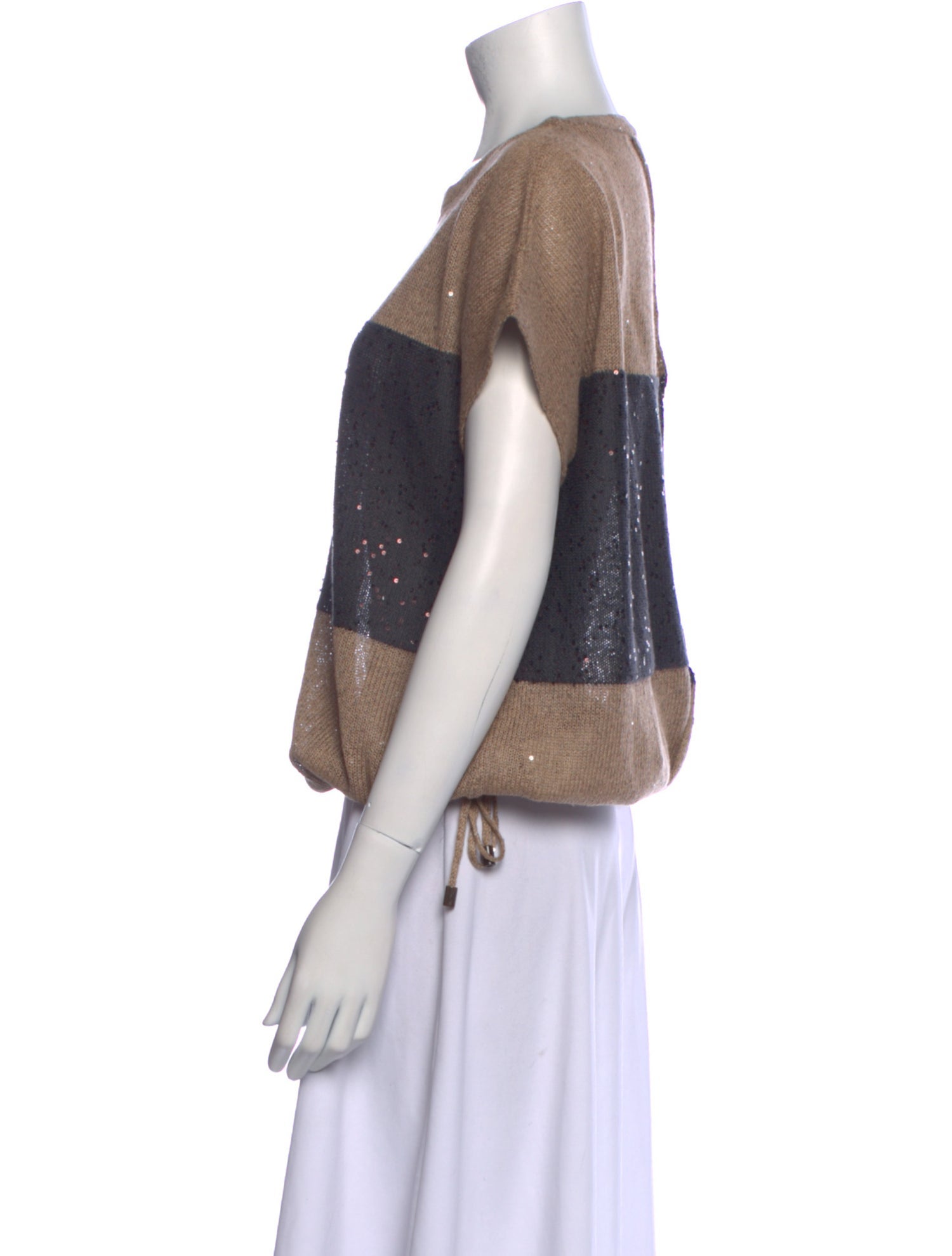 Brunello Cucinelli Linen Colorblock Pattern Sweater