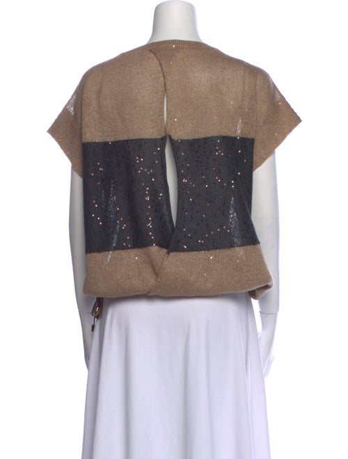 Brunello Cucinelli Linen Colorblock Pattern Sweater