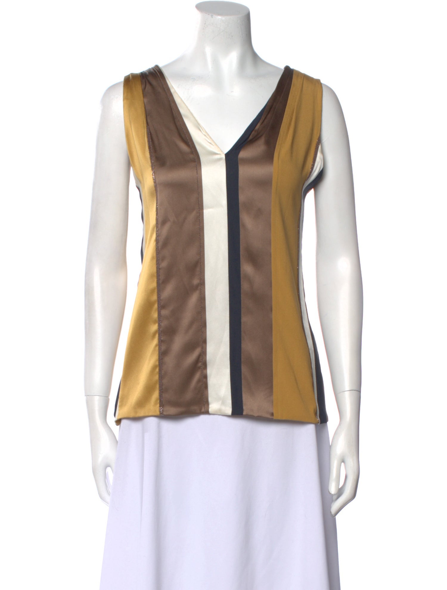 Brunello Cucinelli Striped V-Neck Top