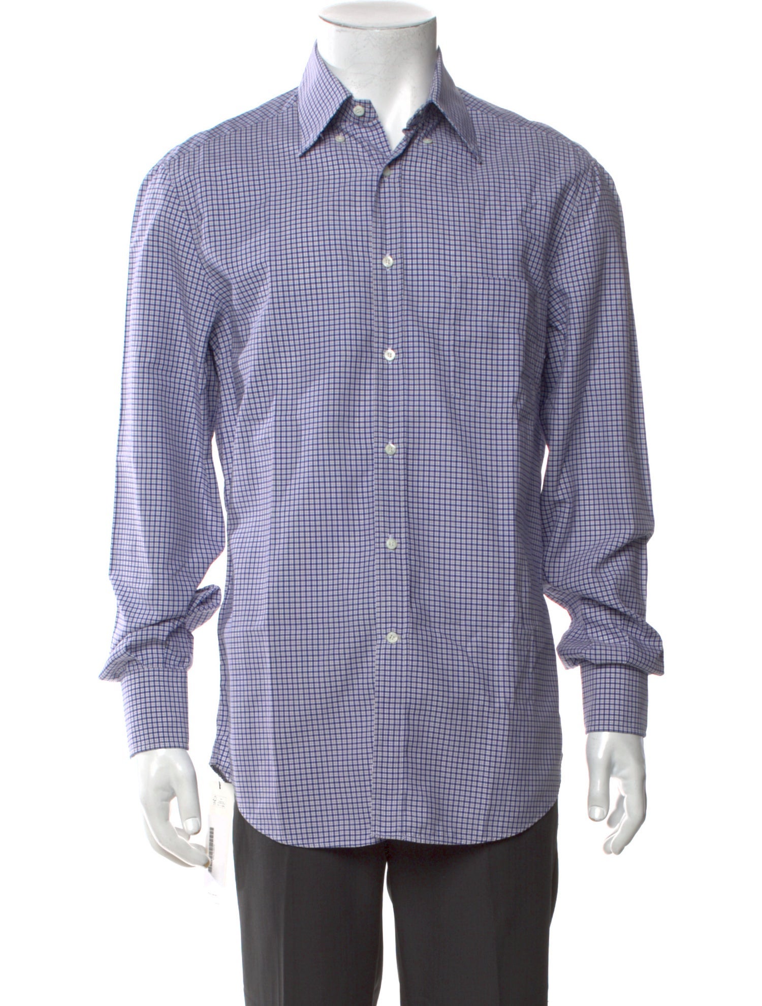 Brunello Cucinelli Plaid Print Long Sleeve Dress Shirt
