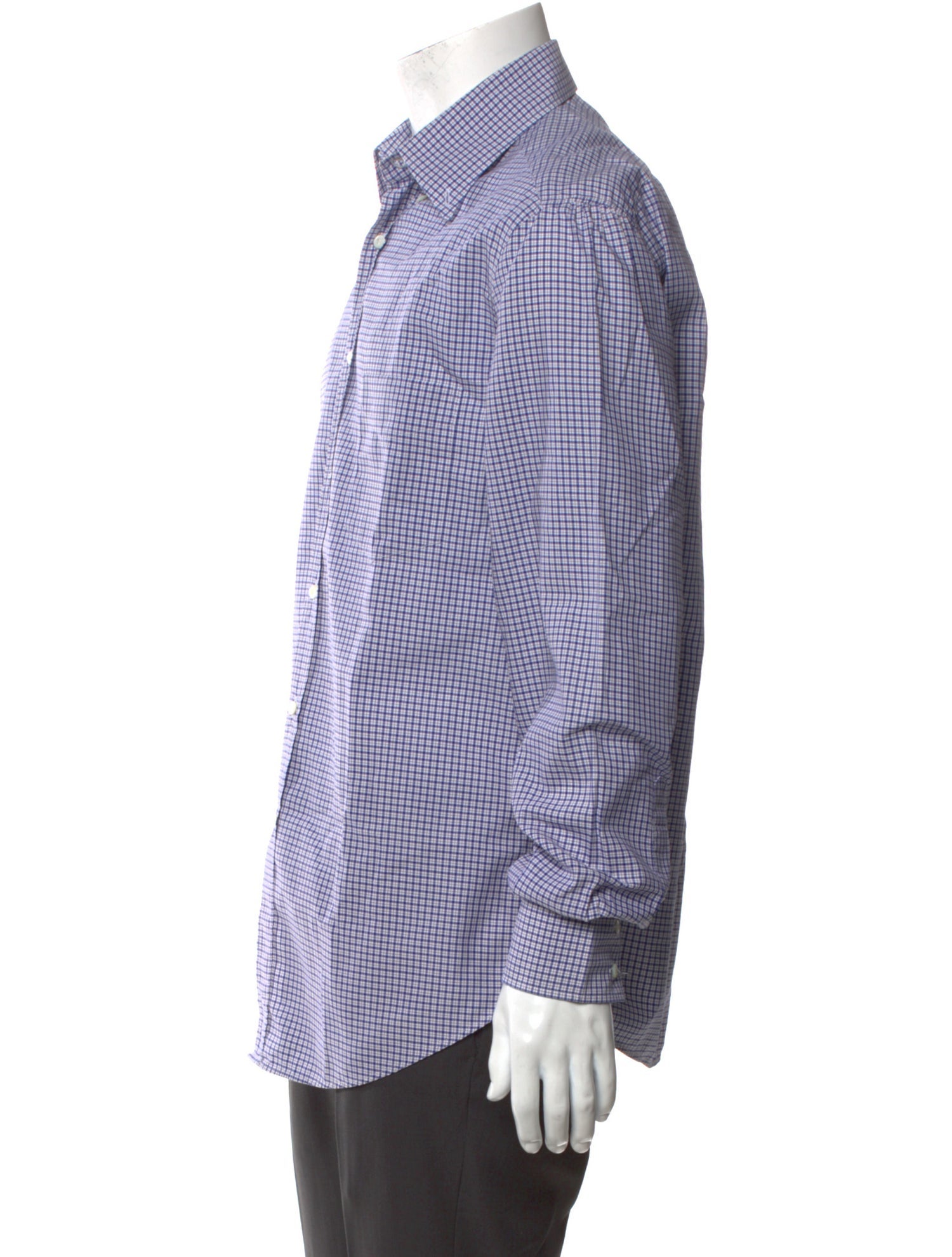 Brunello Cucinelli Plaid Print Long Sleeve Dress Shirt