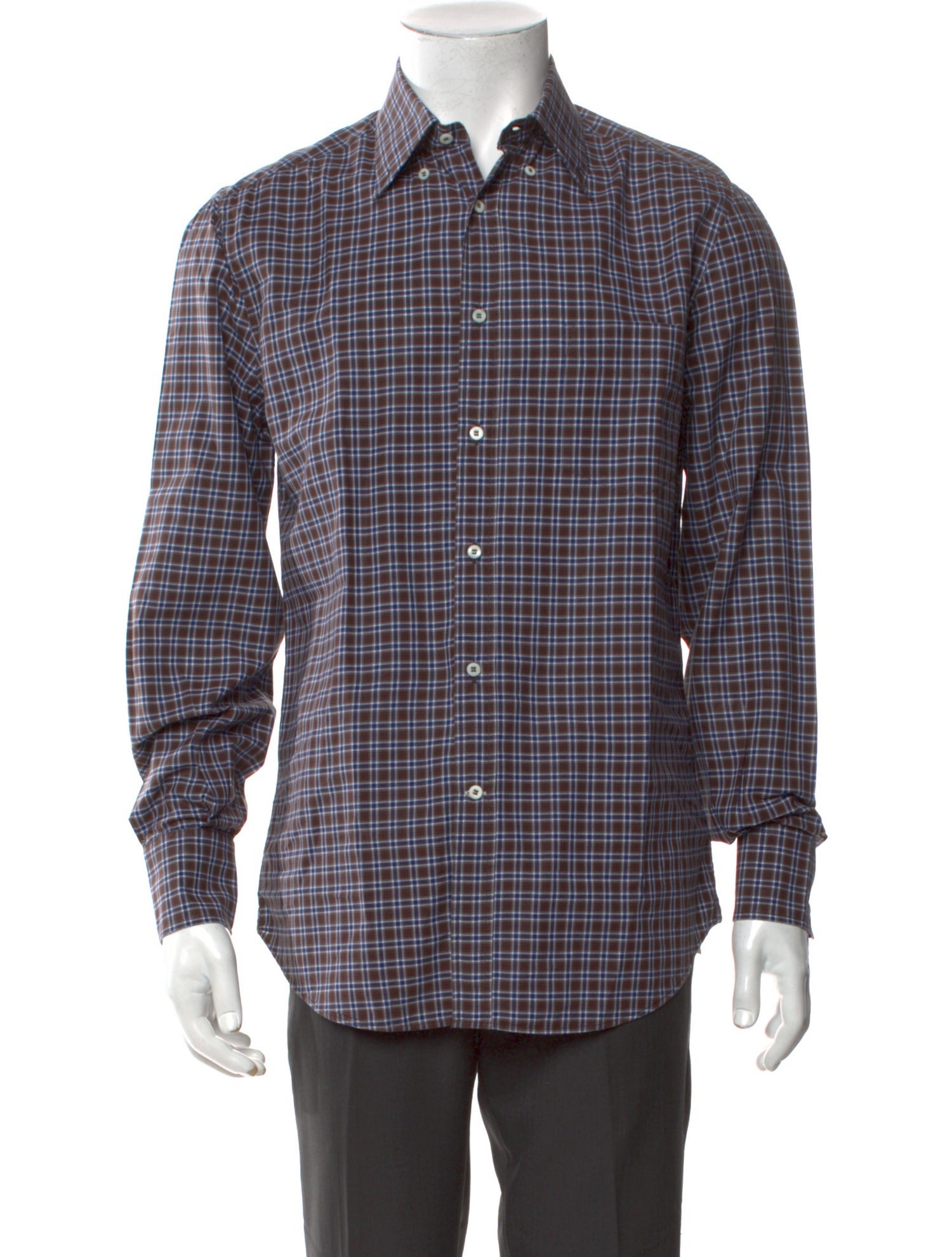 Brunello Cucinelli Plaid Print Long Sleeve Shirt