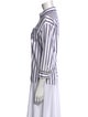 Brunello Cucinelli Striped Three-Quarter Sleeve Button-Up Top