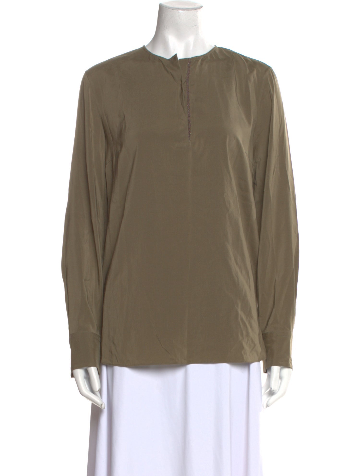 Brunello Cucinelli Silk Crew Neck Blouse