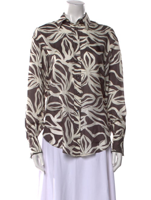 Brunello Cucinelli Silk Printed Button-Up Top