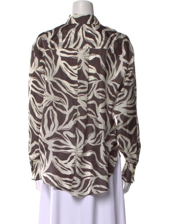 Brunello Cucinelli Silk Printed Button-Up Top