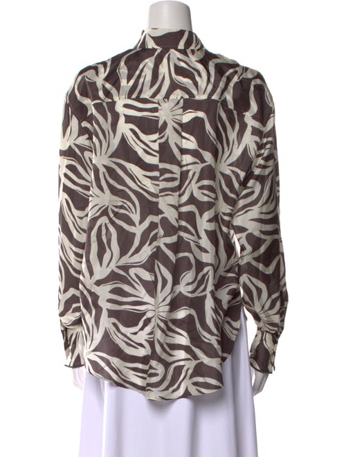 Brunello Cucinelli Silk Printed Button-Up Top