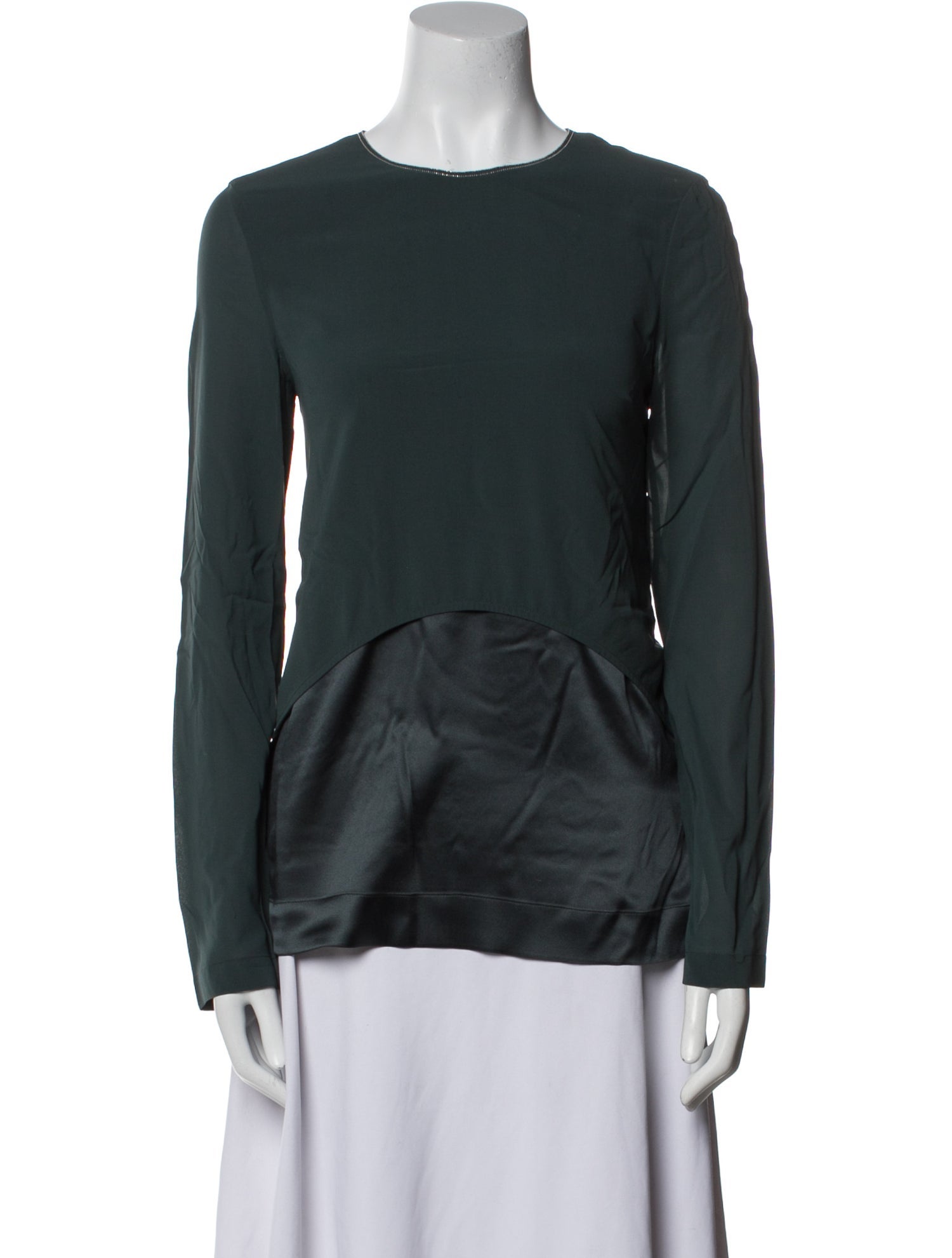 Brunello Cucinelli Silk Crew Neck Blouse