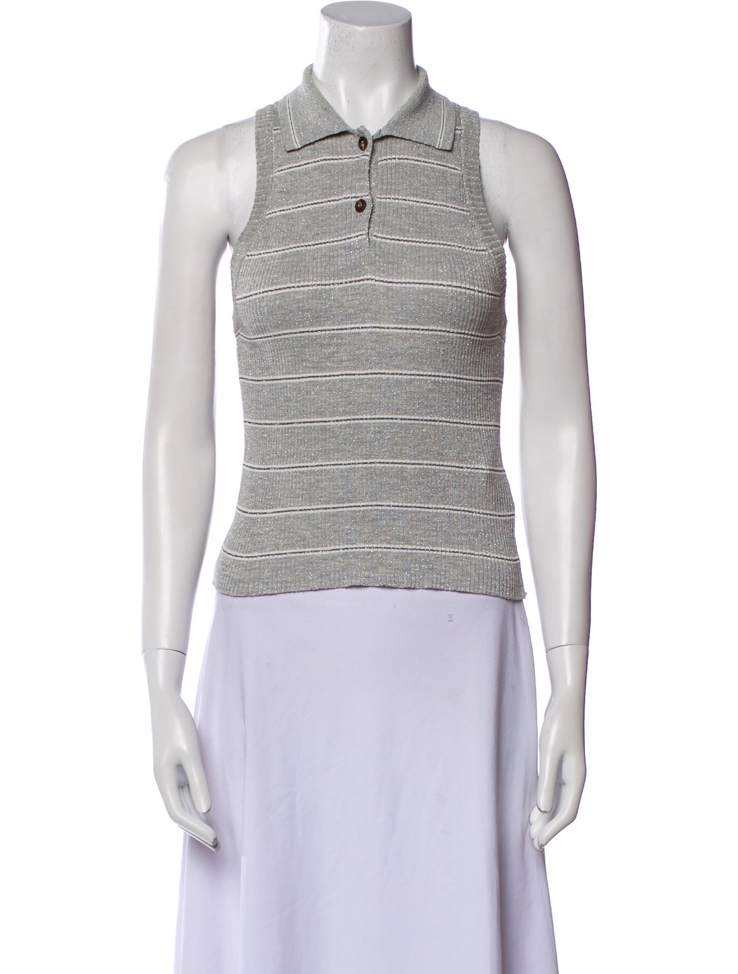 Brunello Cucinelli Striped Sleeveless Crop Top