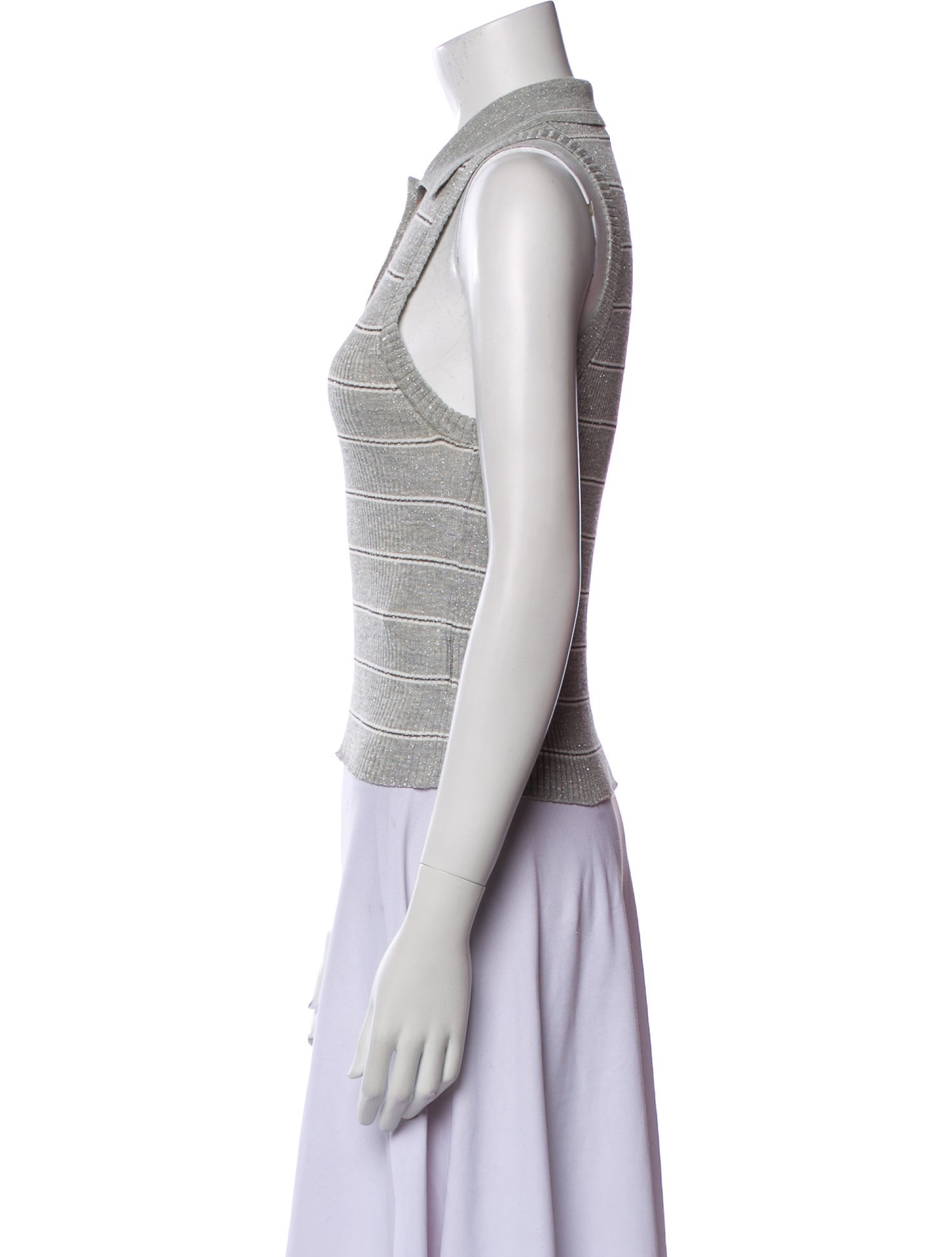 Brunello Cucinelli Striped Sleeveless Crop Top