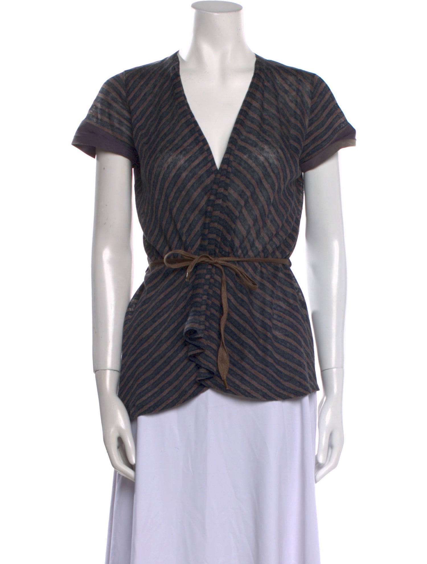 Brunello Cucinelli Striped V-Neck Top