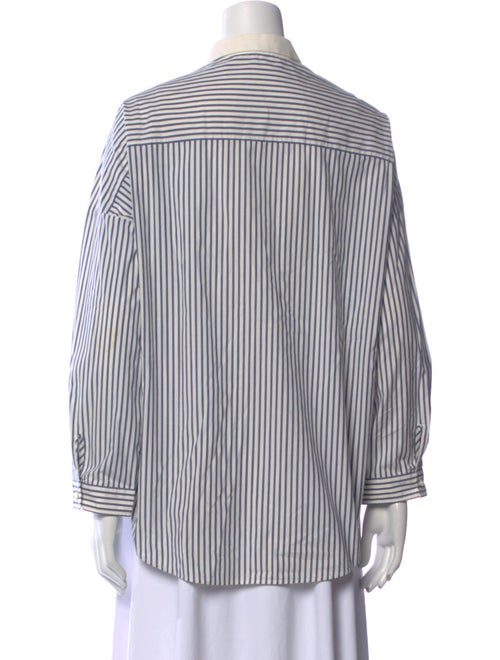 Brunello Cucinelli Striped Long Sleeve Button-Up Top
