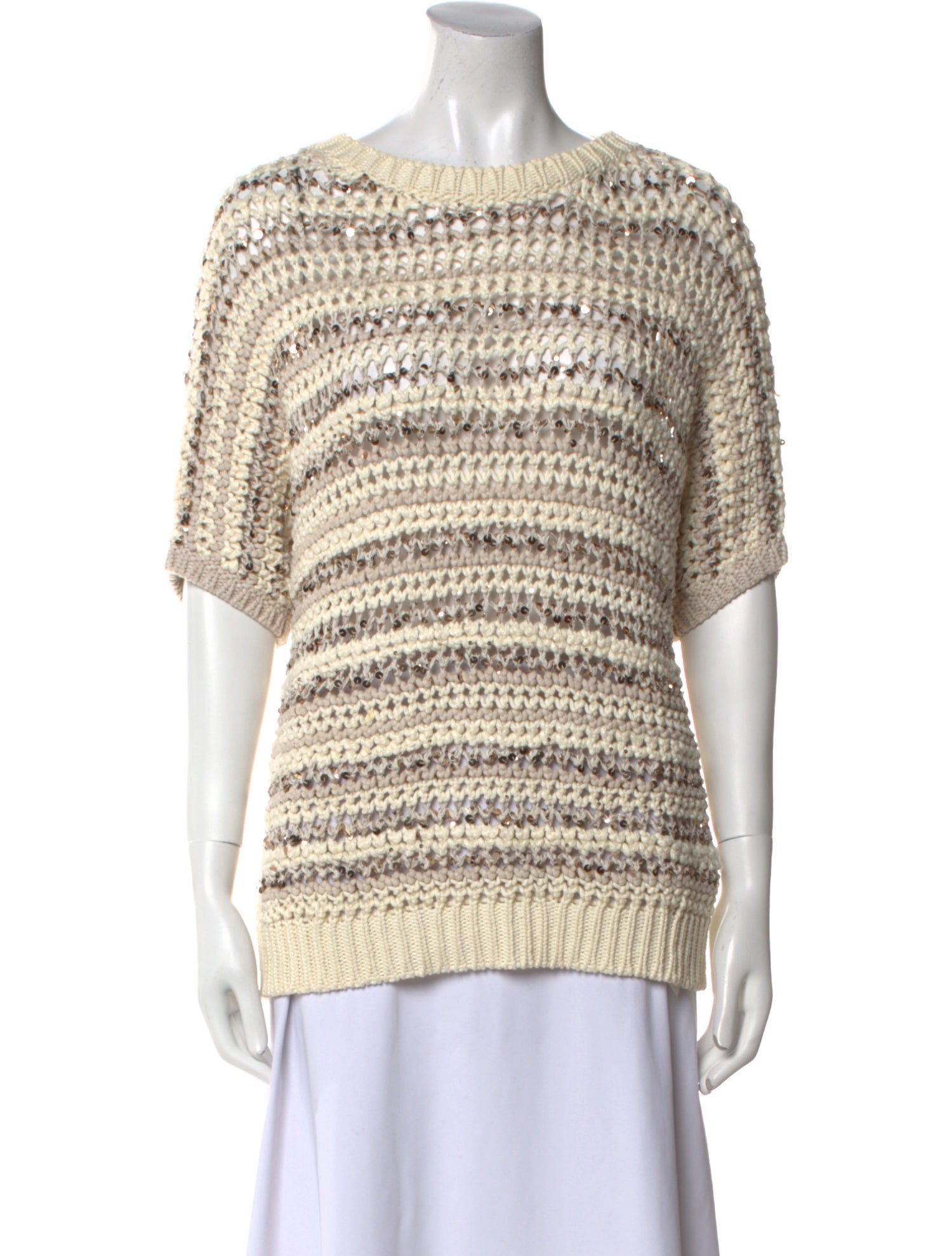 Brunello Cucinelli Striped Bateau Neckline Sweater