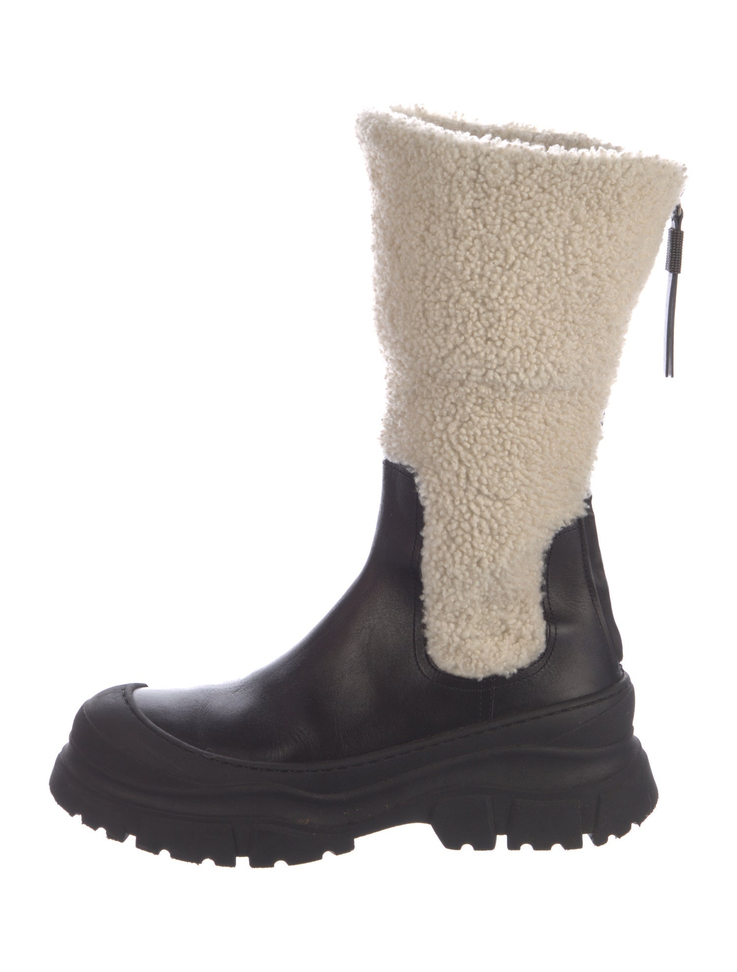 Brunello Cucinelli Leather Colorblock Pattern Boots