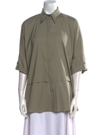 Brunello Cucinelli Three-Quarter Sleeve Button-Up Top