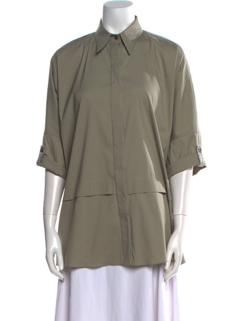 Brunello Cucinelli Three-Quarter Sleeve Button-Up Top