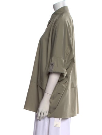 Brunello Cucinelli Three-Quarter Sleeve Button-Up Top