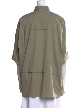 Brunello Cucinelli Three-Quarter Sleeve Button-Up Top
