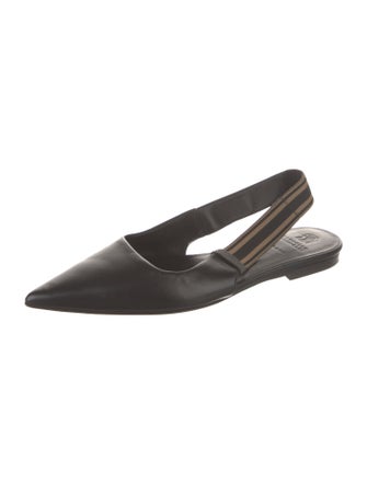 Brunello Cucinelli Monili Leather Slingback Flats