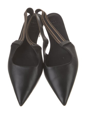 Brunello Cucinelli Monili Leather Slingback Flats