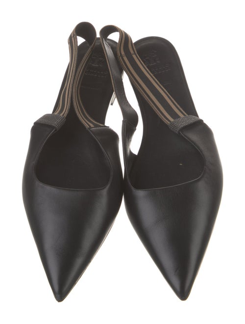 Brunello Cucinelli Monili Leather Slingback Flats