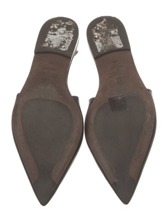Brunello Cucinelli Monili Leather Slingback Flats