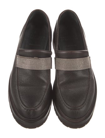 Brunello Cucinelli Monili Leather Loafers