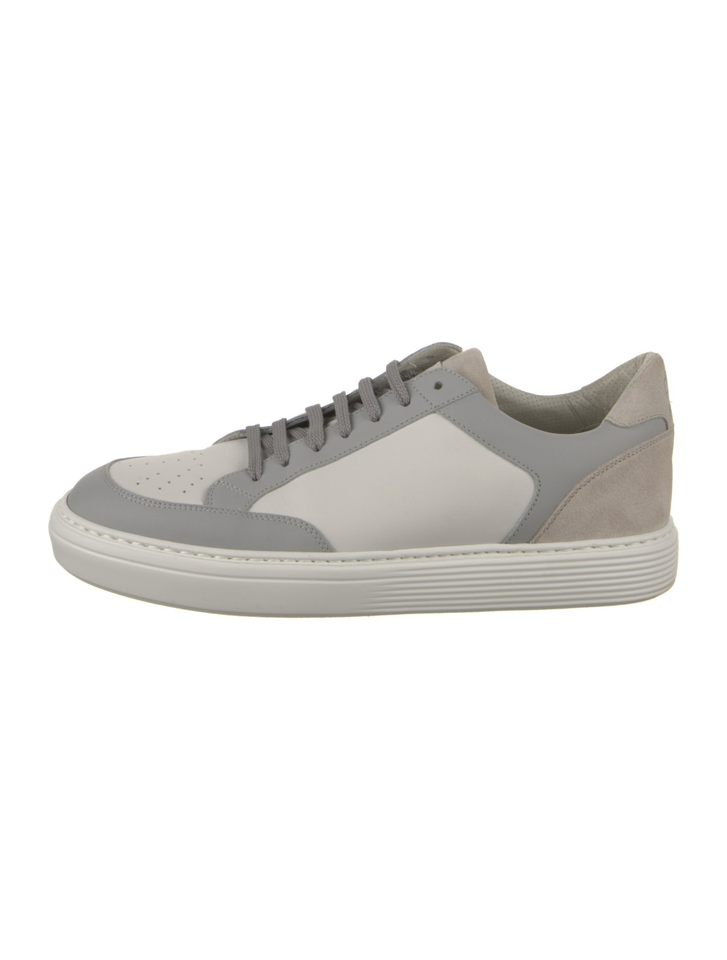 Brunello Cucinelli Leather Colorblock Pattern Sneakers