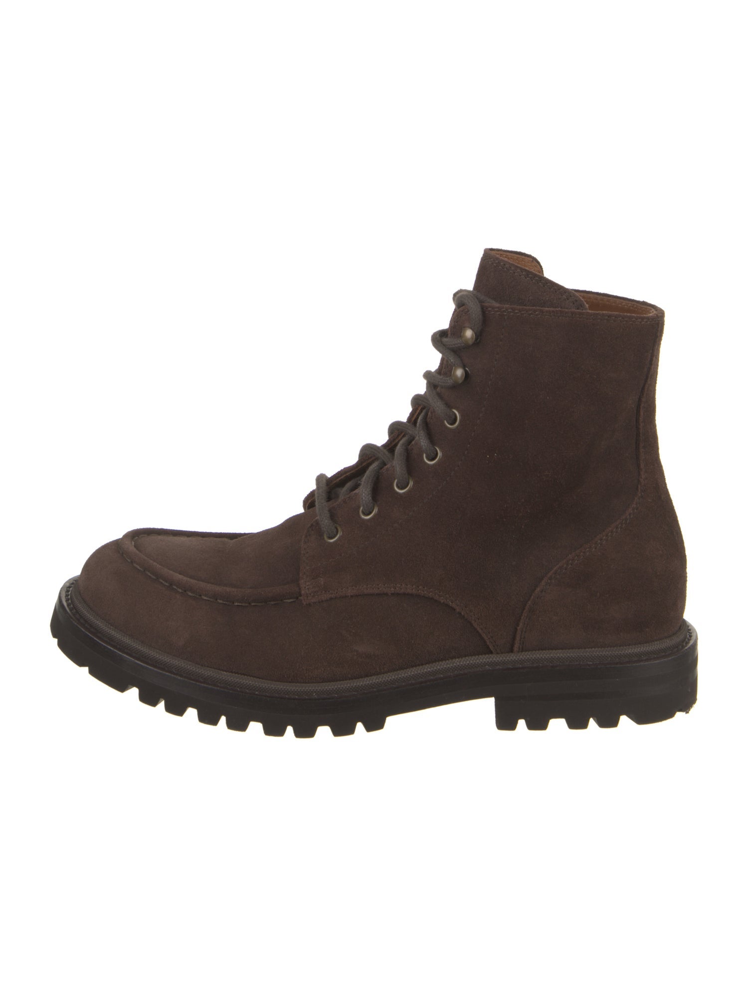 Brunello Cucinelli Suede Leather Trim Embellishment Combat Boots