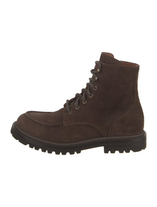 Brunello Cucinelli Suede Leather Trim Embellishment Combat Boots