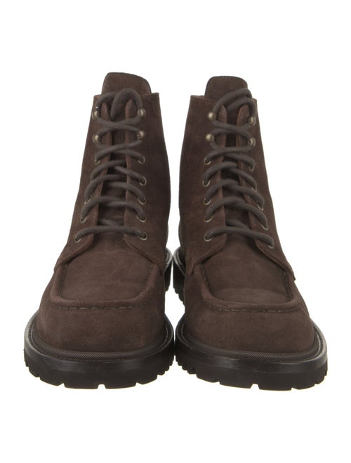 Brunello Cucinelli Suede Leather Trim Embellishment Combat Boots