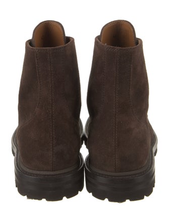 Brunello Cucinelli Suede Leather Trim Embellishment Combat Boots
