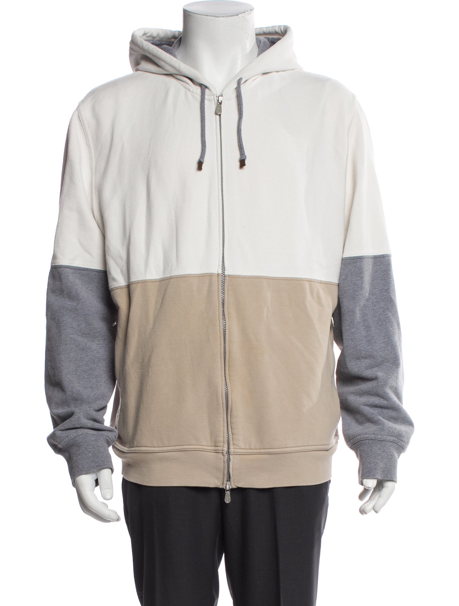 Brunello Cucinelli Colorblock Pattern Crew Neck Hoodie