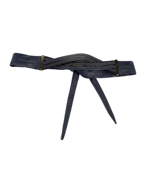 Brunello Cucinelli Leather Grosgrain Trim Waist Belt