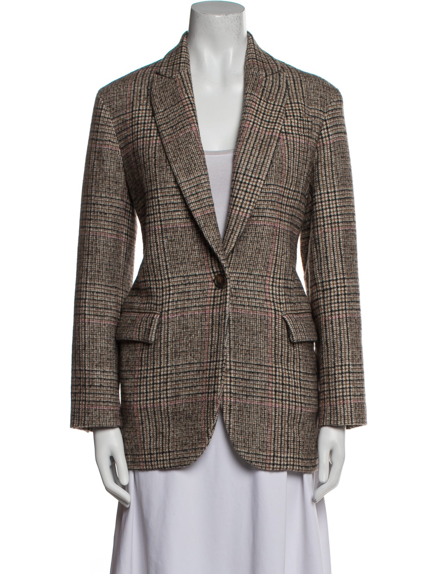 Brunello Cucinelli Wool Houndstooth Print Blazer