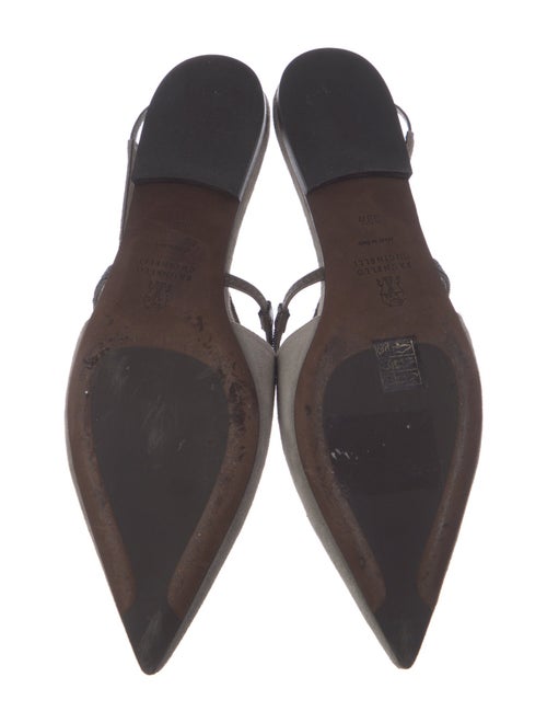 Brunello Cucinelli Suede Beaded Accents Slingback Flats