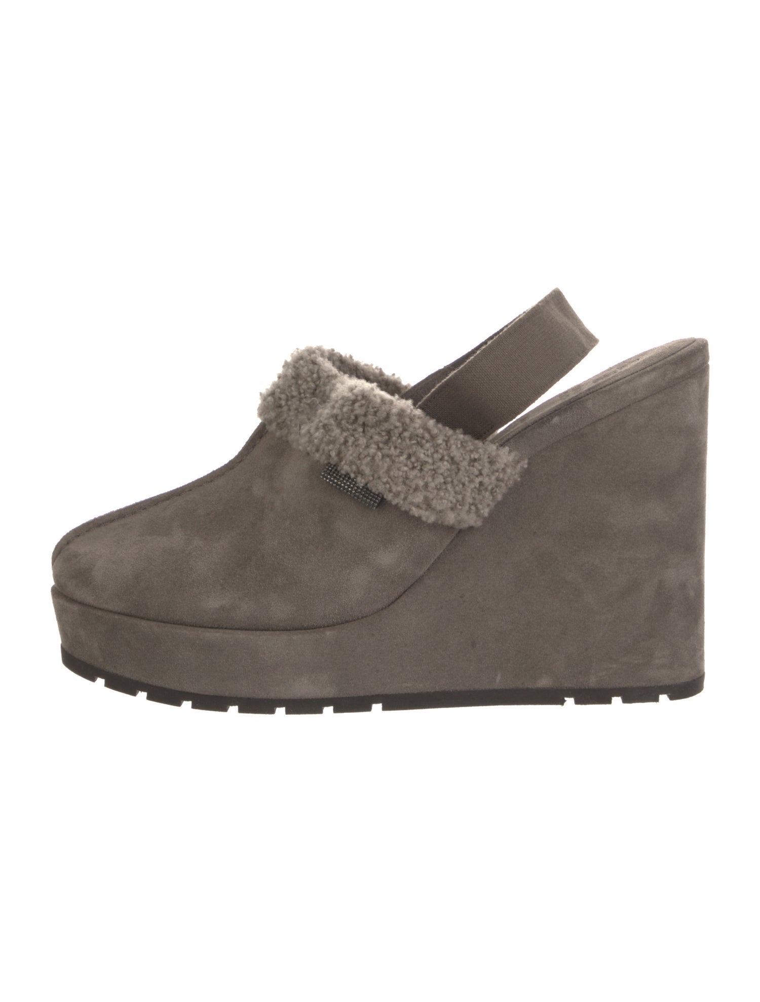 Brunello Cucinelli Suede Beaded Accents Mules