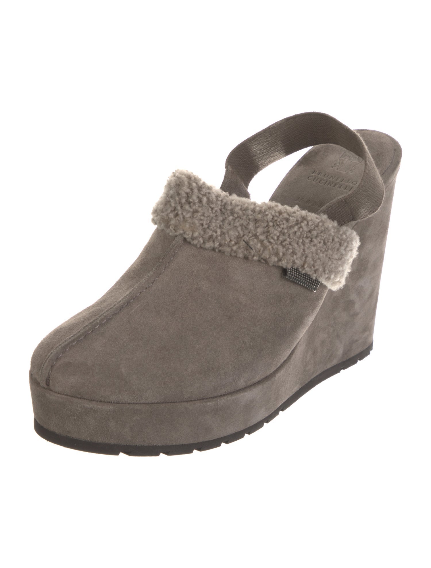 Brunello Cucinelli Suede Beaded Accents Mules