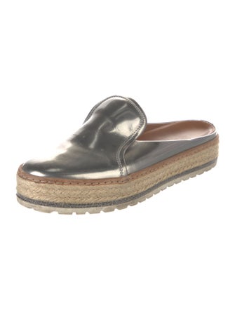Brunello Cucinelli Patent Leather Braided Accents Mules